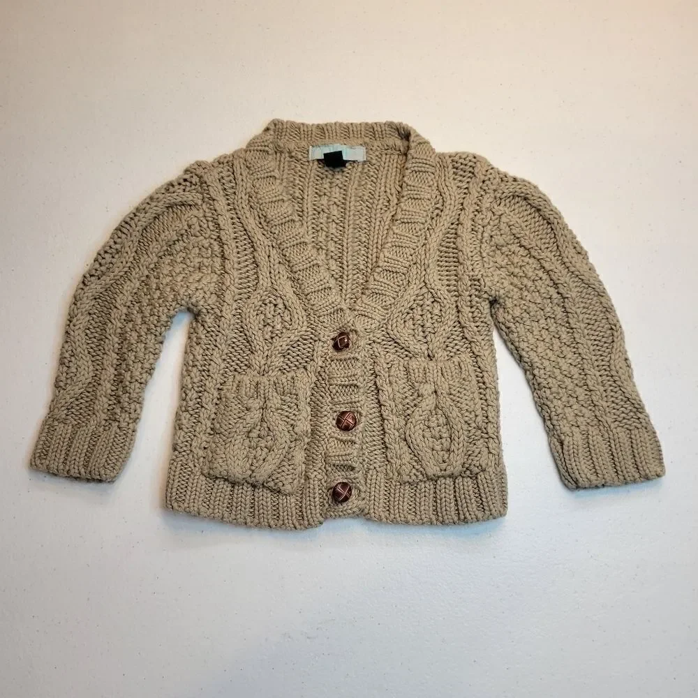 MINI Top Shop Oatmeal Kids Mushroom Colored Cable Knit Cardigan boys 6-12 months